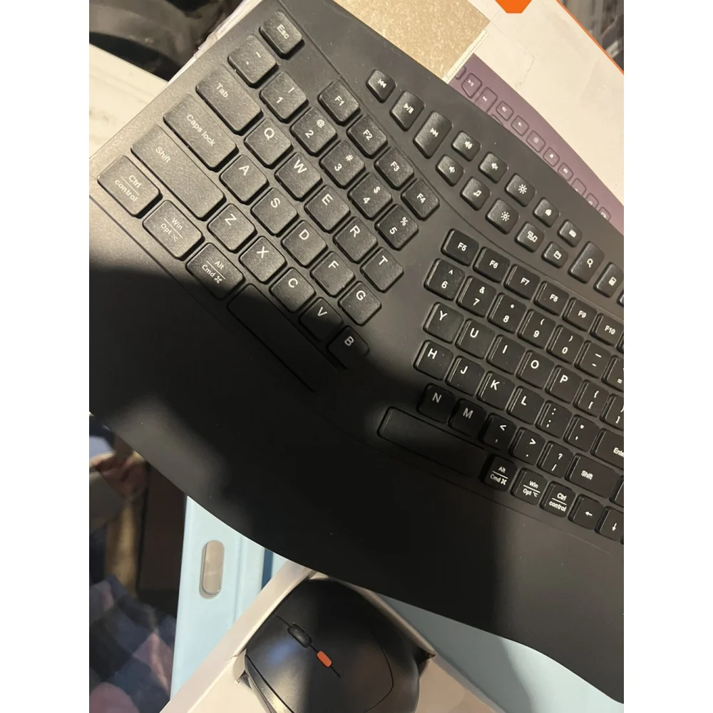 MEETION Ergonomic Keyboard and Mouse Wireless Combo Black Used Missing type-C